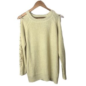 Dreamers Knit Sweater Cream Open Arm Cozy Fall Ivory Size Medium